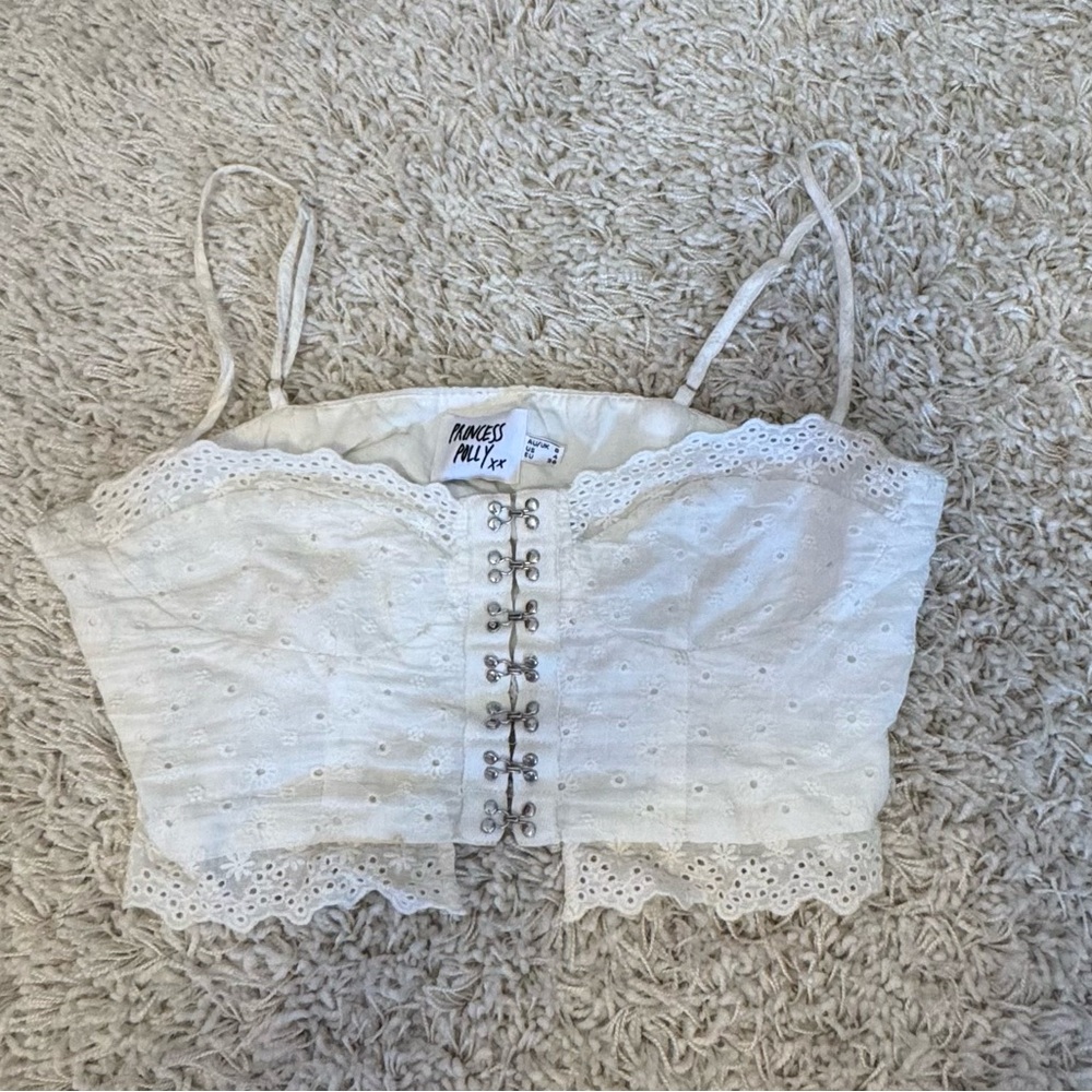Princess Polly White Eyelet Corset Top